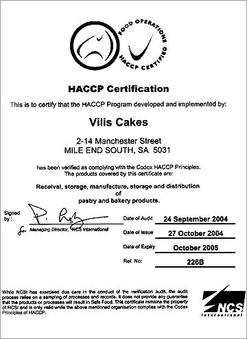 HACCPの食品管理保障証明書